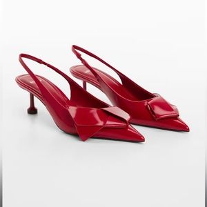 NEW; never worn; in plastic. Mango bow heeled shoes - tags attached and in box